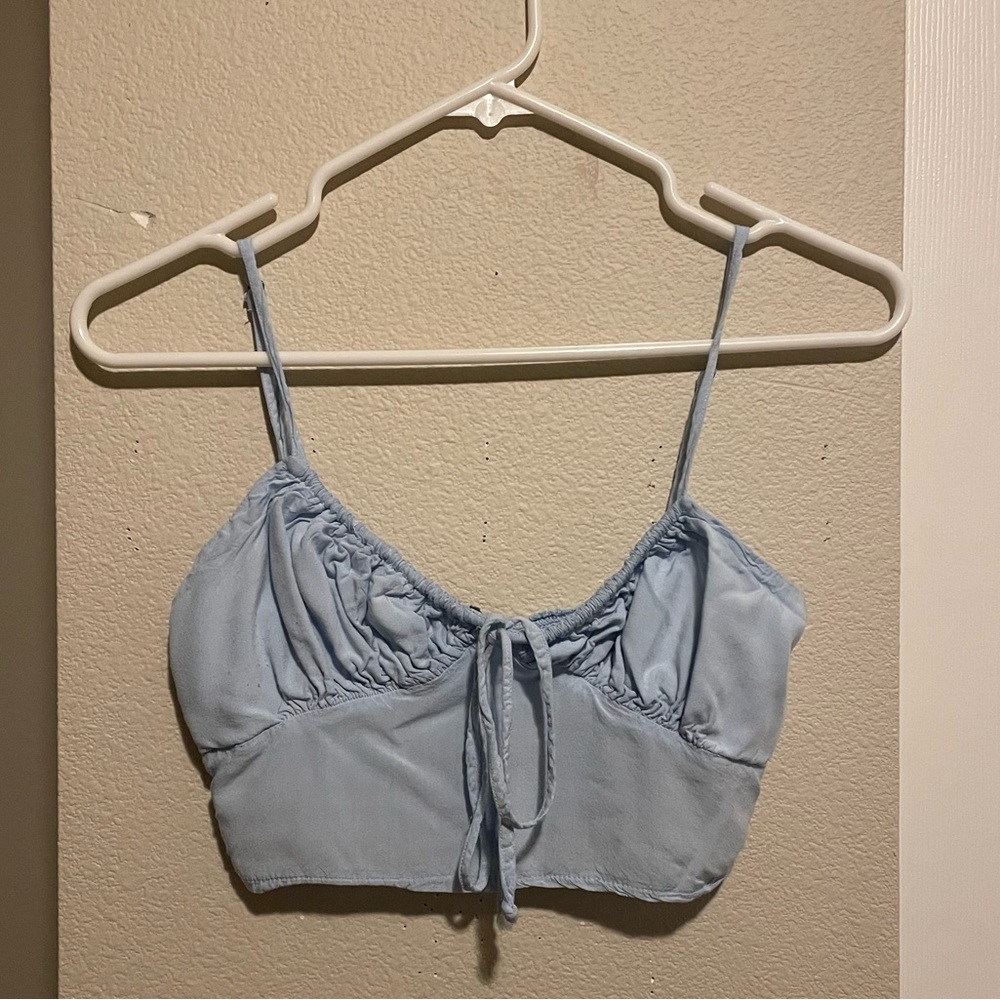 Kendall & Kylie Blue Tie Cropped Tank Top